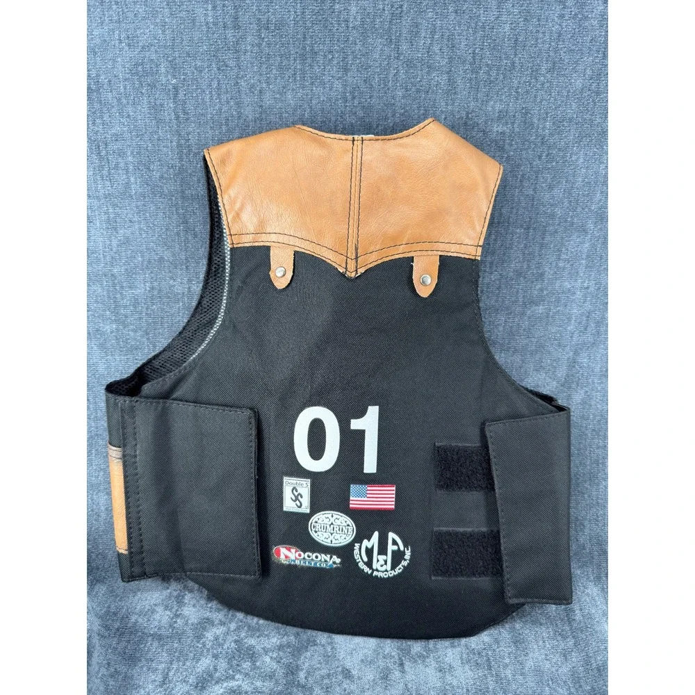 M&F Western Kids Rodeo Bull Rider Vest Large Black Nocona Cowboy Costume Adj